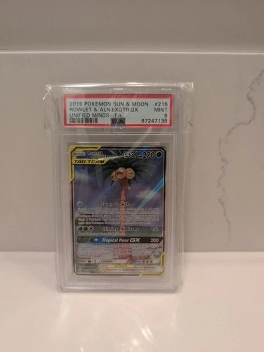 Pokemon Rowlet & Alolan Exeggutor GX 215/236 Unified Minds Alt PSA 9