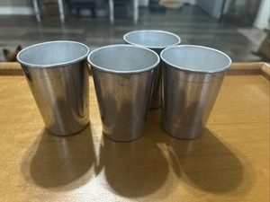 Vintage Metal Cups Made In Japan  3 1/2” Tall