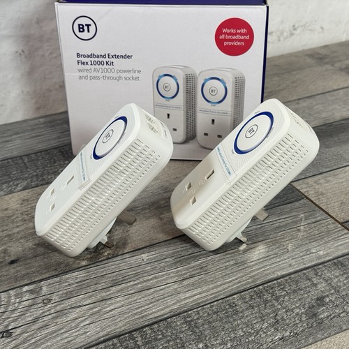 2 x BT Broadband Extender Flex 1000 Adattatore Powerline Gigabit V2 2 porte Ethernet - Foto 4 di 15