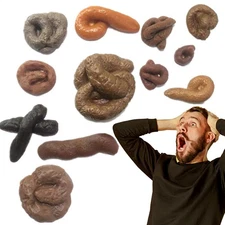 12pcs/Set Assorted Realistic Poop Prank Turd with Burlap Bag Halloween Prank