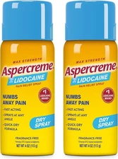 Aspercreme Lidocaine Dry Spray Soothes Aggravated Nerves, Numbing Topical Pain R