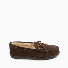 Minnetonka Men's Pile Lined Hardsole Slipper Chocolate  10.5 New