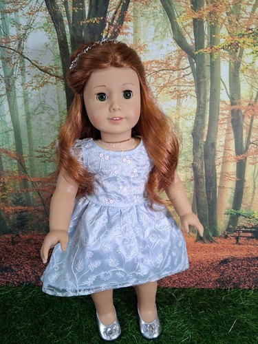 American Girl Doll Blaire Wilson Red Hair Green Eyes Blue Bride's Maid Dress HTF