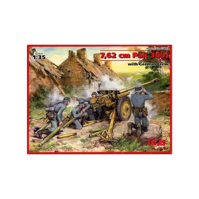 7,62 Cm Pak 36 (r) With German Crew (4 Figures)maquette Canon 7,62 Cm Pak 36 (r)