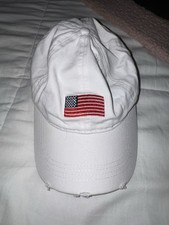 White Baseball Cap with Embroidered American Flag Patch