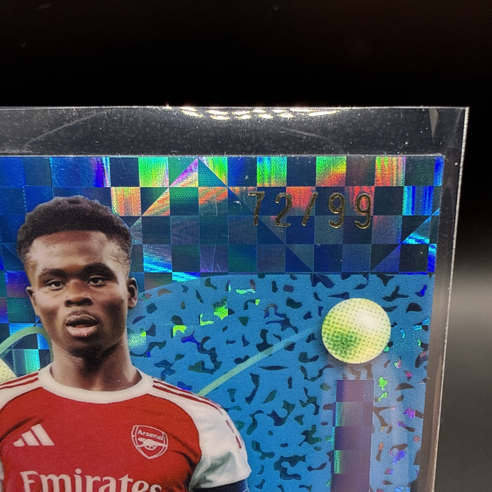 2025-26 Topps Finest Bukayo Saka Common Blue Checkerboard Refractor /99 England view 2