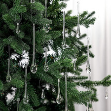 22 Pcs Clear Glass Teardrop Christmas Ornaments Crystal Raindrop Hanging...