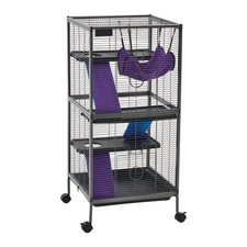 Uimoso Metal 4-Tier Small Animal Cage with Wheels, Hammock, Ramps, and Tray