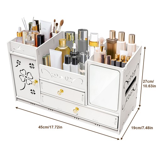 2 Drawer Make-Up Cosmetic Storage Display Box Plastic Vanity Case Tidy Organizer - Picture 6 of 13