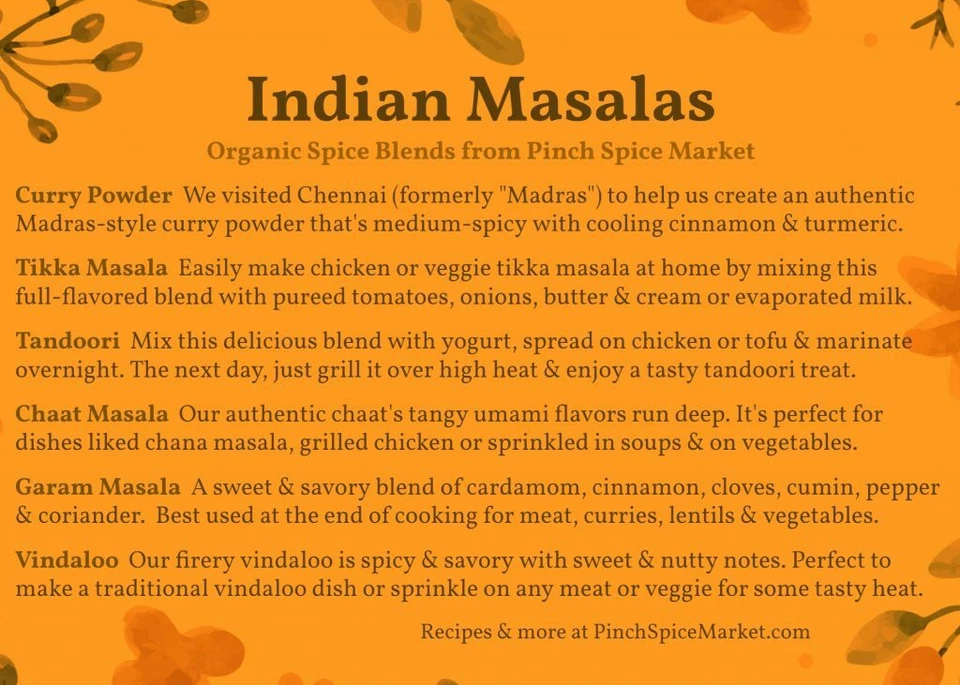 Bolsa de regalo Indian Masalas | 6 mezclas de especias indias auténticas y orgánicas auténticas Foto 2 de 4