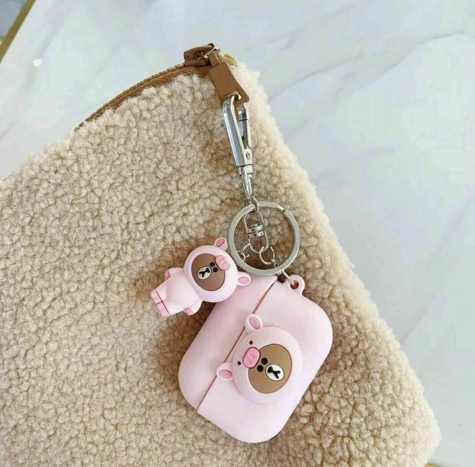Estuche AirPods Pro súper lindo de una pieza con sombrero de cerdo decoración de oso... Foto 2 de 4