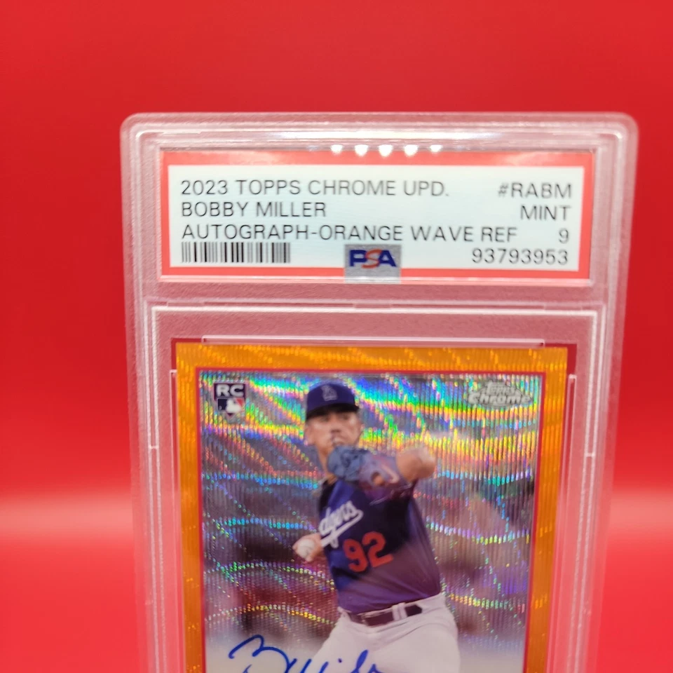 2023 Topps Chrome Update Bobby Miller Orange Wave Refractor PSA 9 #24/25 - Image 4 of 4