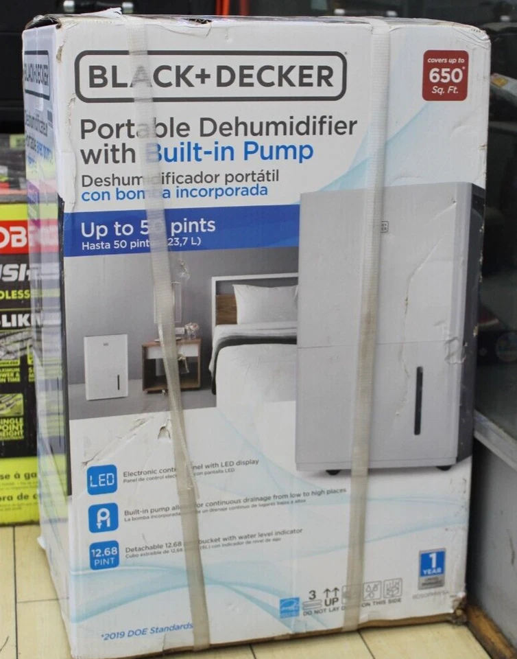 Deshumidificador Black & Decker 50 pintas 4500 pies cuadrados bd50pmwsa Foto 4 de 4