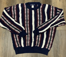 VTG 90's Cape Isle Knitters Sweater Mens L Multicolor Striped Dad Cosby Retro