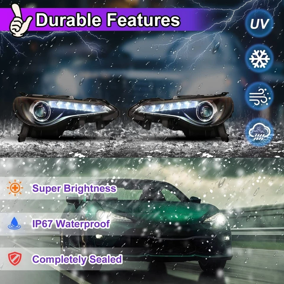 Black LED Projector Headlights For 2013-2016 Subaru BRZ /Scion FR-S /Toyota 86 — 第 4/4 张图片