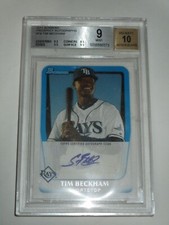 2011 BOWMAN PROSPECTS AUTOGRAPH TIM BECKHAM BGS 9 MINT AUTO RC ROOKIE RAYS 