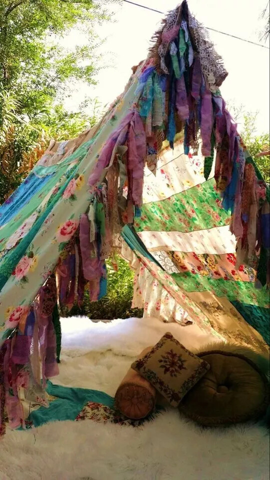 Sari de seda indio vintage multicolor retazos hippie boho tienda glamping decoración