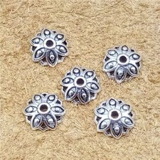 6 Sterling Silver Lotus Bead Caps 925 Silver Flower Spacer for Bracelet 7mm