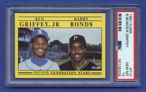 1991  KEN GRIFFEY JR. BARRY BONDS PSA 10 GEM-MT FLEER 2ND GEN. STARS (#710) RZC