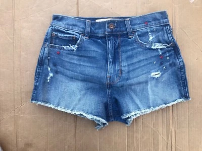 hollister shorts High-Rise Denim Vintage Shorts Ripped Dark Wash SIZE 1 - Photo 1/2