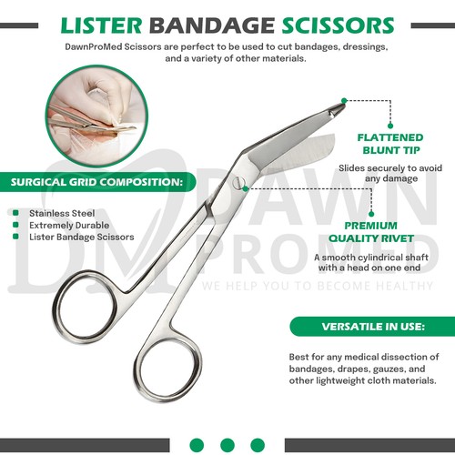Lister Bandage Scissors EMT First Aid Surgical Medical Instrument German Grade - Picture 21 of 29