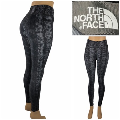 The North Face Womens XS Leggings Printed Paper Pant CYP3 Gray Polyester EUC