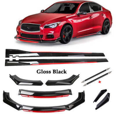 Front Bumper Lip Spoiler Splitter Side Skirt For INFINITI Q50 Q6O Q70 Body Kit