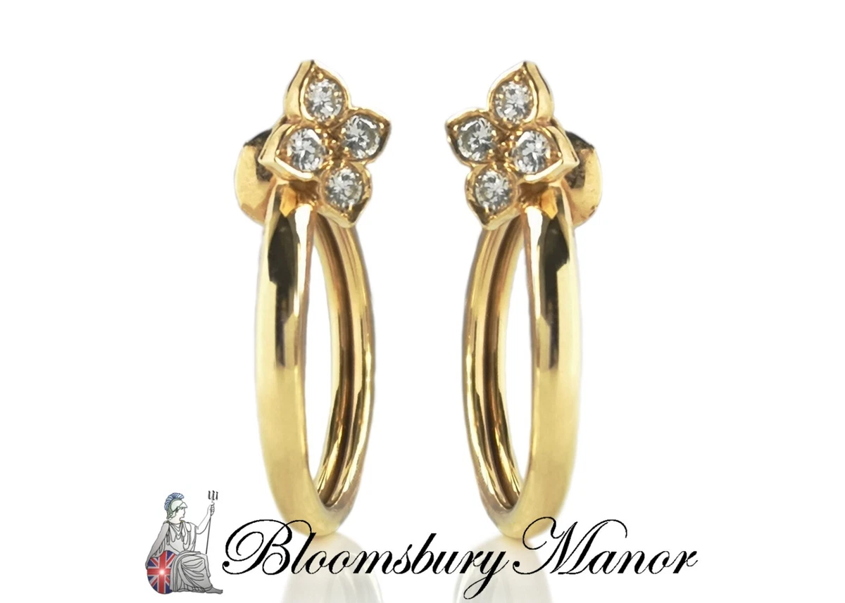 Cartier Hindu Diamond Hoop 18k Gold Earrings eBay