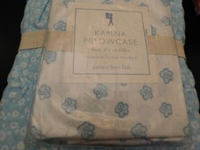 NEW Pottery Barn Kids Jacqueline Floral Ruched TWIN Duvet  Pillowcase BLUE