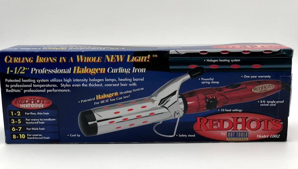 "Rizador profesional Hot Tools 1-1/2"" rojo caliente halógeno calor modelo 1802 rojo" Foto 2 de 4