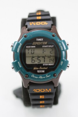 Timex Women Watch Plastic Brown Green Black 100m Light Alarm Date Chron Quartz