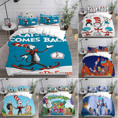 The Cat In The Hat Cartoon 3D Bettwäsche Set 2/3tlg Bettbezug Kissenbezug Quilt