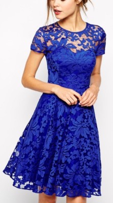 【TEDBAKER】バルナベドレス $448 NWT TED BAKER Sheer Floral Overlay Bright Cobalt Blue