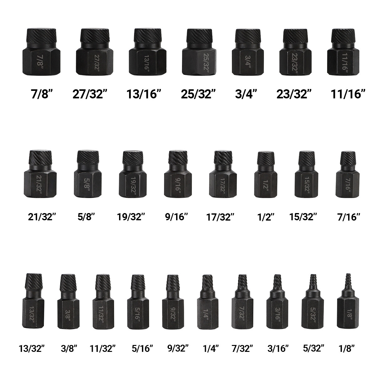 OUT1～25 25Pcs Screw Extractor Set Hex Head Multi-Spline Easy Out