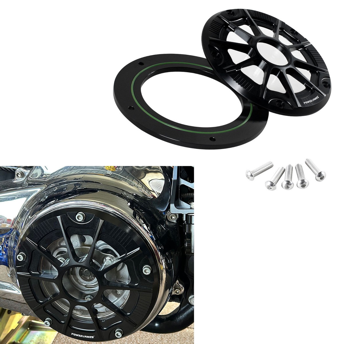 Harley-Davidson デリバリーカバー Black Transparent Derby Cover for Harley 16-24 Touring Road Glide