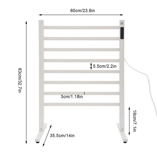 Scaldasalviette 8 Bar Riscaldato 32,7" Scaldasalviette Libera Installazione per Bagno - Foto 3 di 23