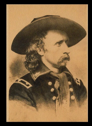 Gen George Armstrong Custer Photo Reprint On 100 Year Old Paper Little Bighorn