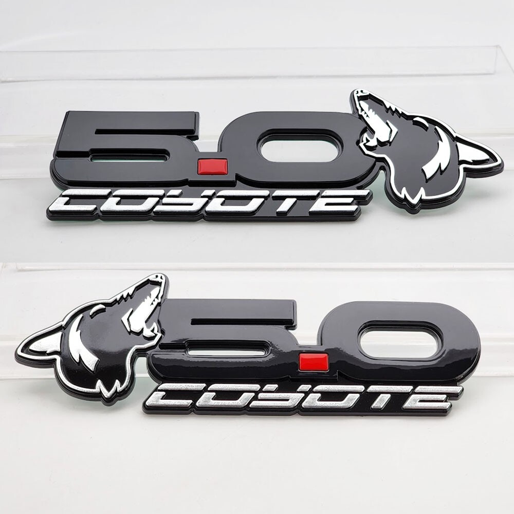 Chrome Howling Coyote 5.0 Fender Emblems Fits 15-23 Mustang, F150