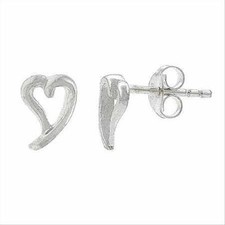 925 Sterling Silver Open Heart Mini Stud Earrings