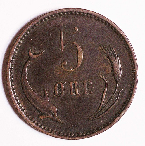 1884 CS Denmark 5 Ore coin KM-794.1 #15678 - Picture 5 of 5