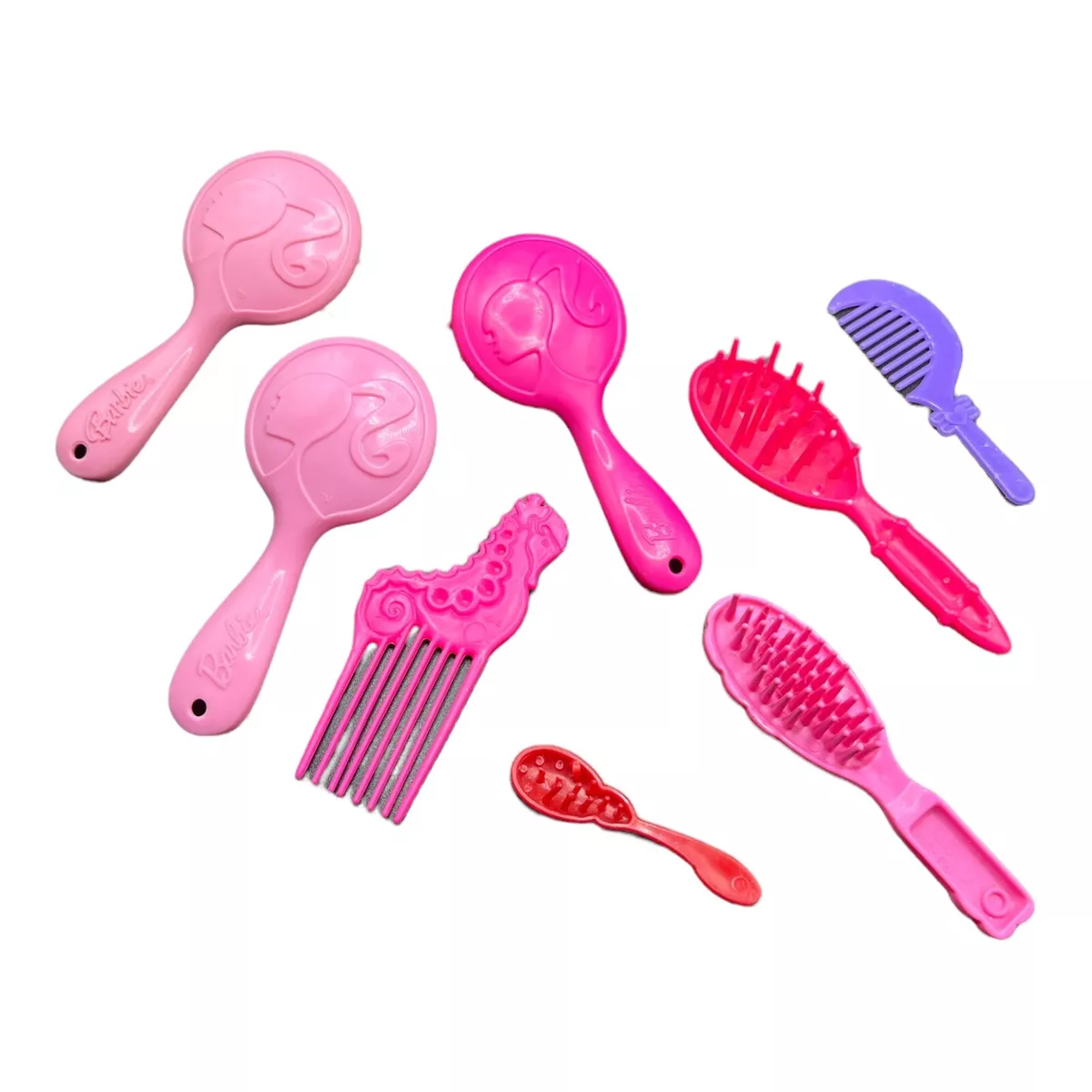 Mattel Barbie Doll Accessory Lot of 8 ROUND MODERN HAIRBRUSHES Hair Brush  LOGO