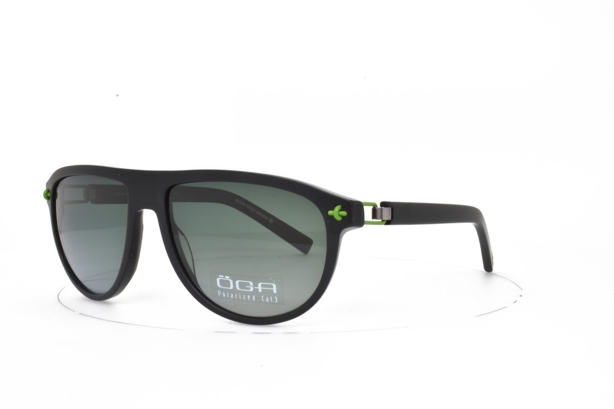 OGA OGA MOREL France SUNGLASSES BLACK Aviator POLARIZED GREEN 7868O