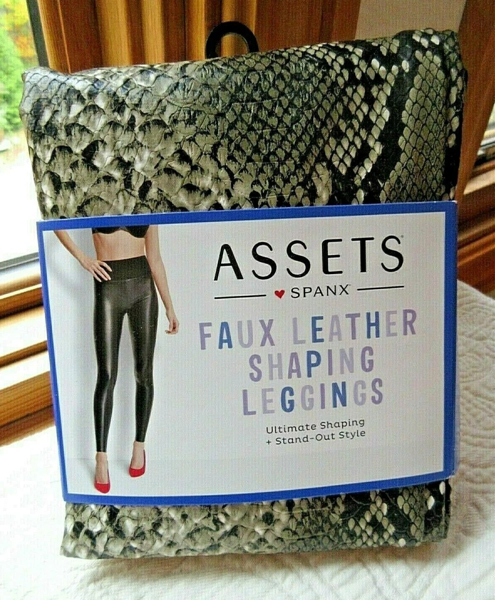 SPANX ASSETS LEGGINGS SIZE L NWT FAUX LEATHER SNAKE SHAPING BRONZE