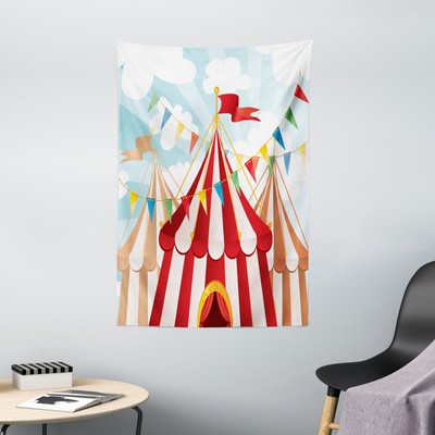 Circus Tapestry Circus Cloudy Sun Sky Print Wall Hanging Decor
