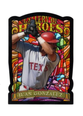 1998 TOPPS GALLERY OF HEROES JUAN GONZALEZ #GH13 STAINED GLASS JUMBO 3.25 X 4.5