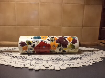Pioneer Woman Fall Harvest Rolling Pin-Ceramic-Wooden Handles-NEW