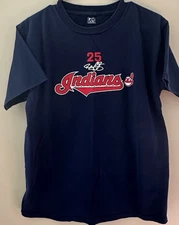 Ryan Garko Cleveland Indians T-shirt.#25, Lee Brand, XL, Chief Wahoo, '17.