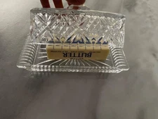 Clear Crystal Butter Dish with Lid Elegant Dublin Collection Kitchenware NEW