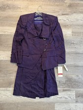 Vintage Women s Purple Jacquard 2 Pc Skirt Suit Set Jacket Skirt NWT Size 8