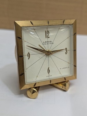 Old Vintage LANCEL 4 Jewels  Travel Alarm Clock. Swiss Made. Please Read